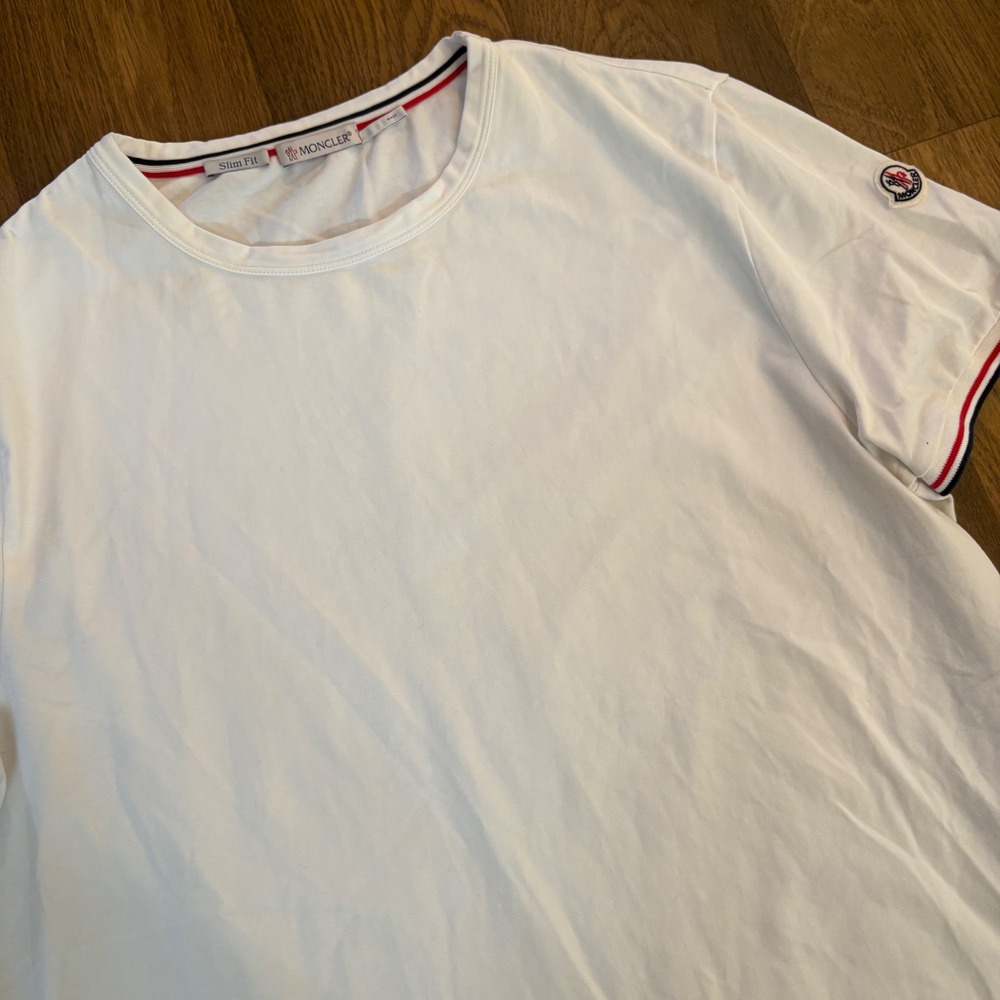 Authentic Luxury Slim Fit Moncler Basic Essential White Cotton Maglia T Shirt